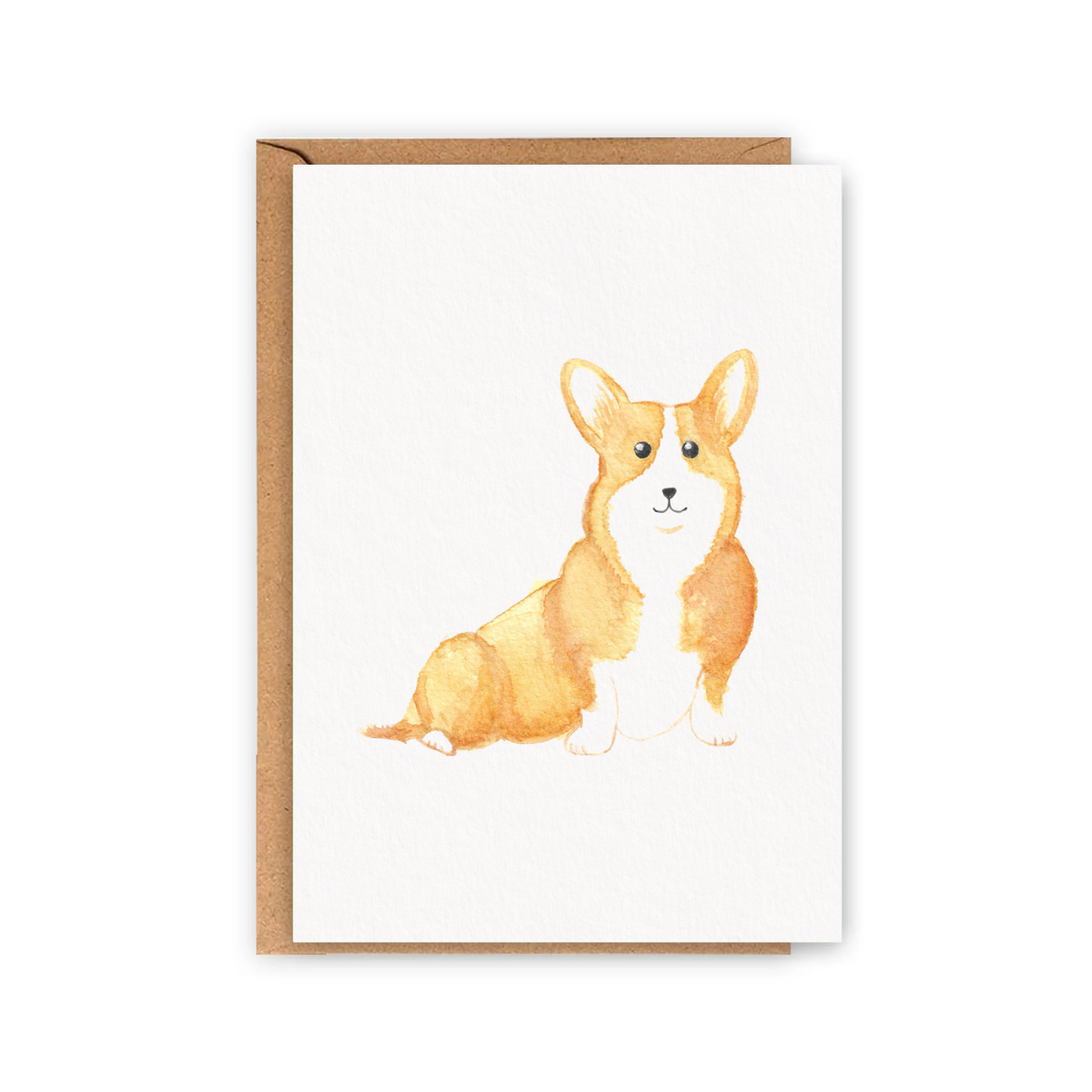 Carte aquarelle corgi