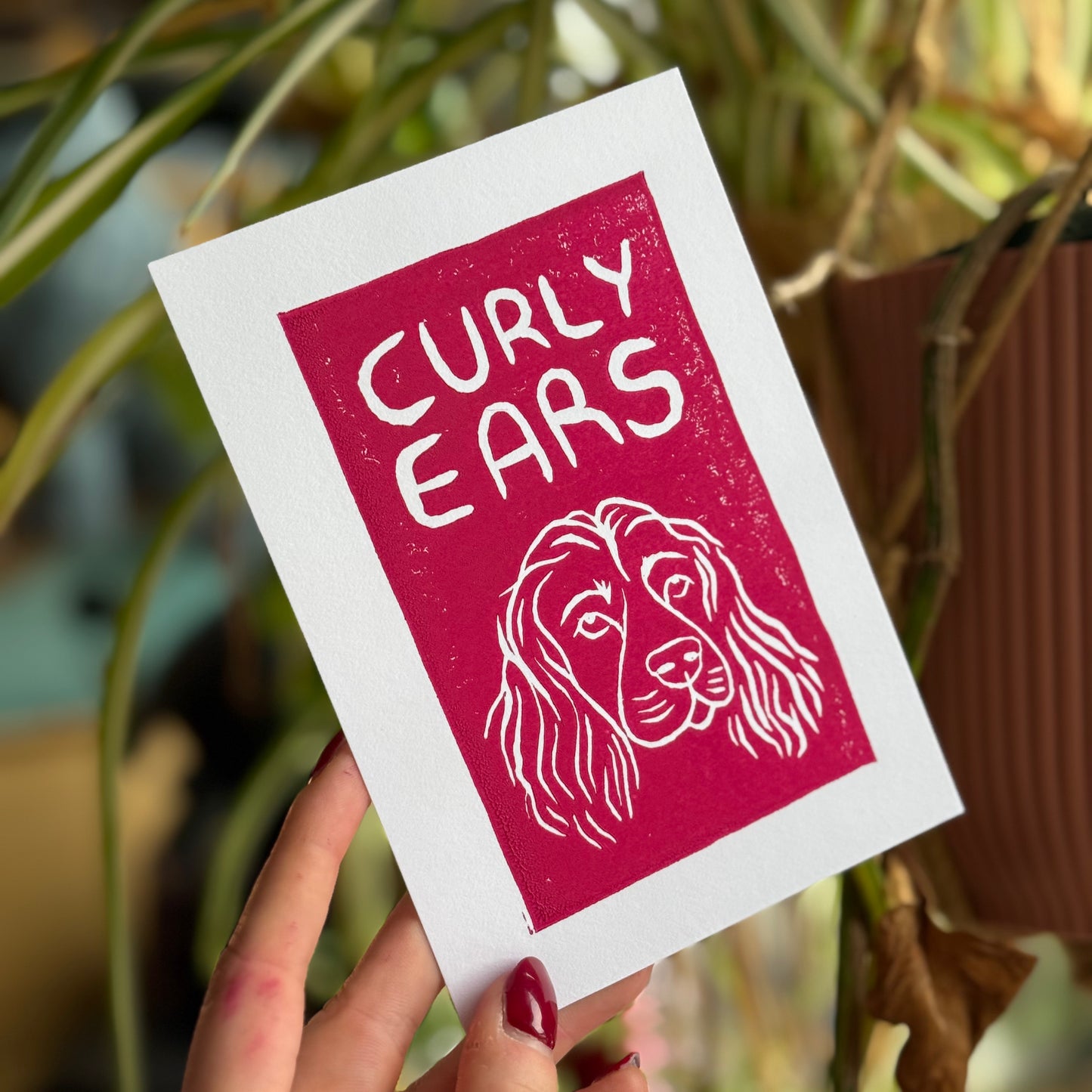 Linogravure A6 - Curly ears