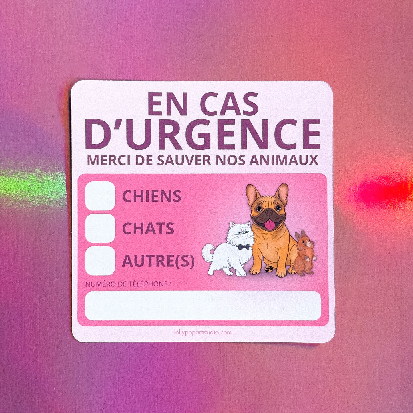 Mini pack urgences animaux 1 carte + 1 sticker