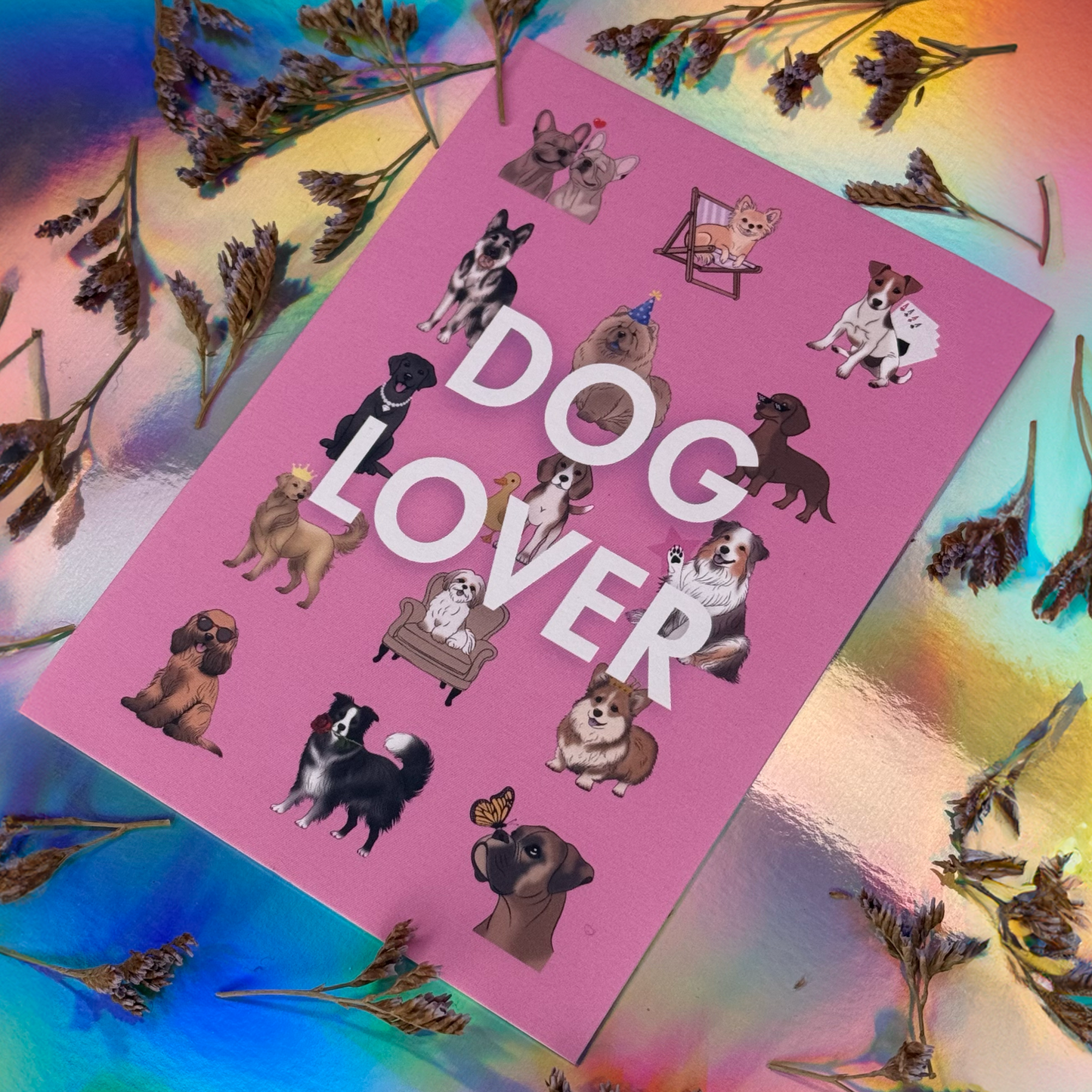 Carte DOG LOVER Rose