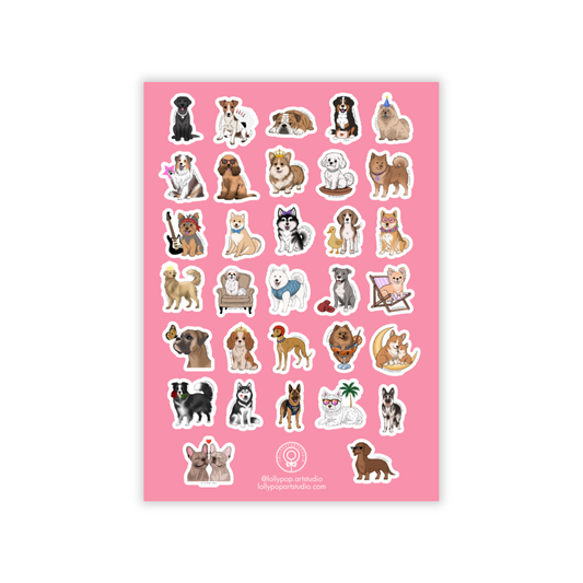 Planche stickers 32 chiens