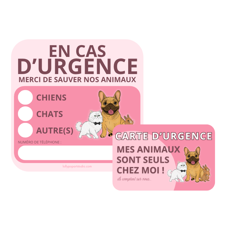 Mini pack urgences animaux 1 carte + 1 sticker