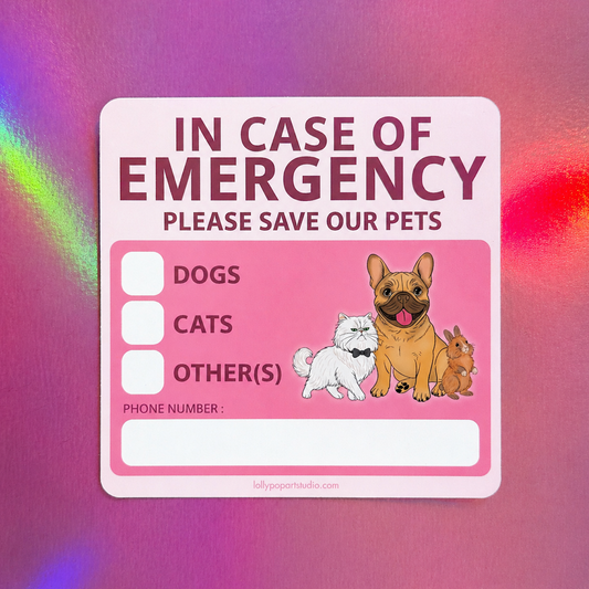 Sticker urgence animaux rose ENGLISH VERSION