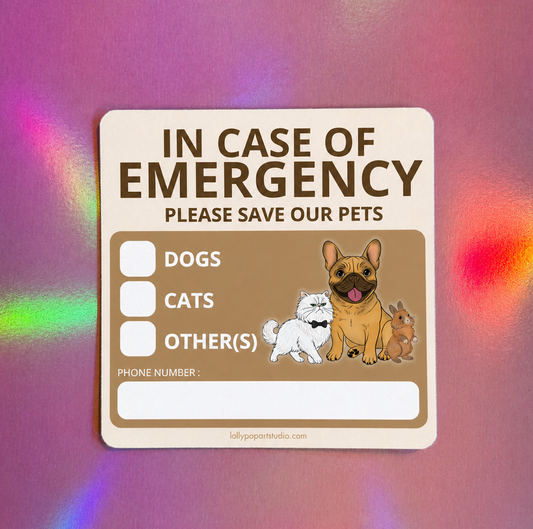 Sticker urgence animaux beige ENGLISH VERSION