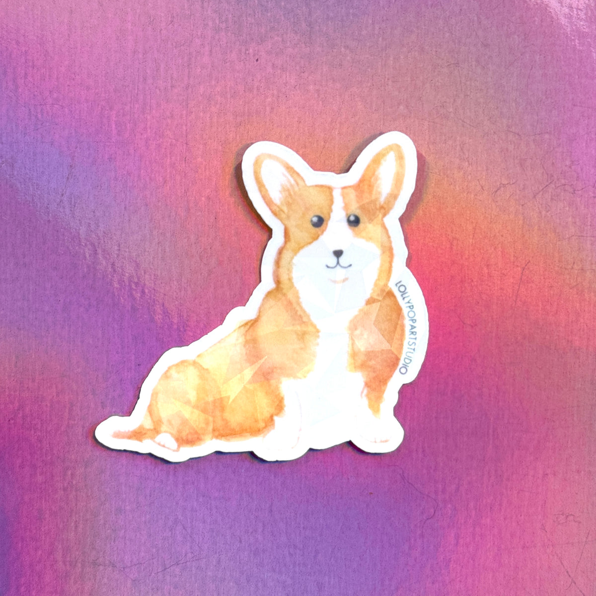 Sticker aquarelle corgi