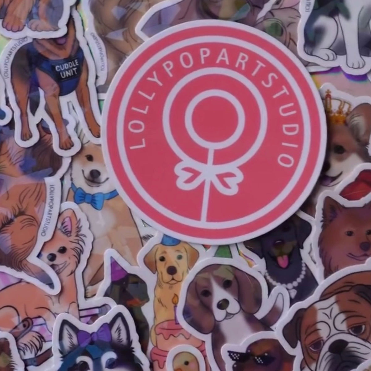 Sticker autocollant chien Corgi holographique waterproof, fait main